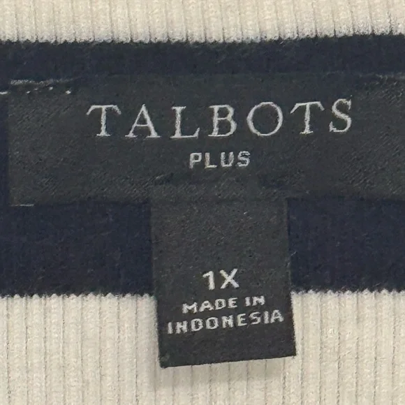 TALBOTS Talbots Black and White Striped Top - Picture 5 of 5